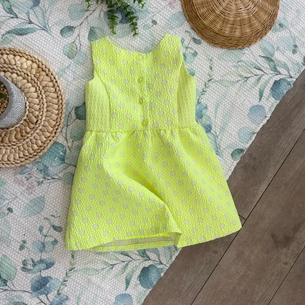 New Cat & Jack Toddler Girl Neon Lime Green Formal Floral Sleeveless Dress 2T